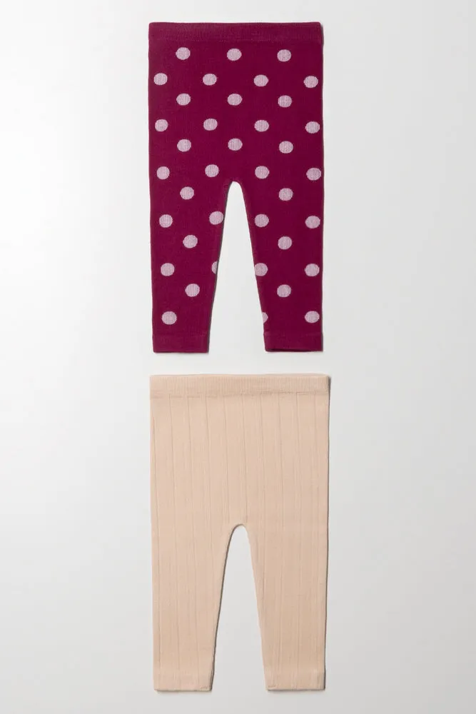 2 Pack Cable Leggings Red And Natural sold by Ackermas