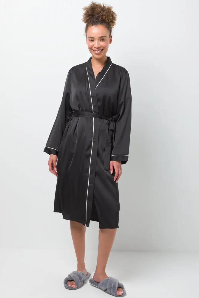 Satin Long Sleeve Gown Black sold by Ackermas