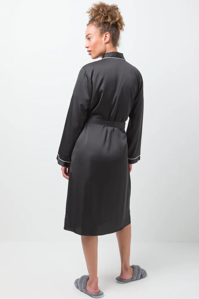 Satin Long Sleeve Gown Black sold by Ackermas product image thumbnail 3