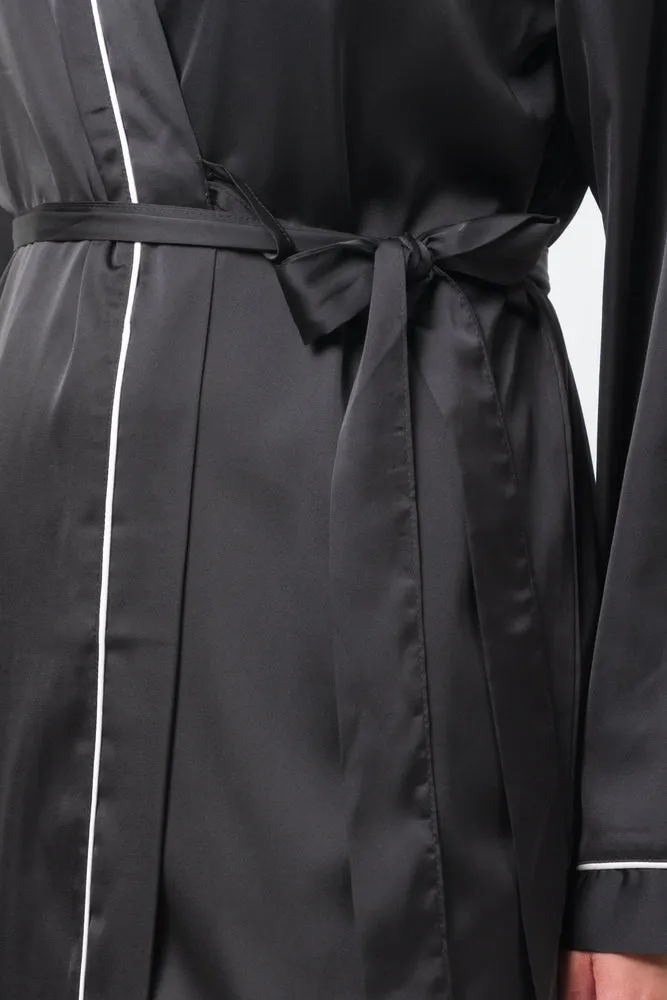 Satin Long Sleeve Gown Black sold by Ackermas product image thumbnail 4