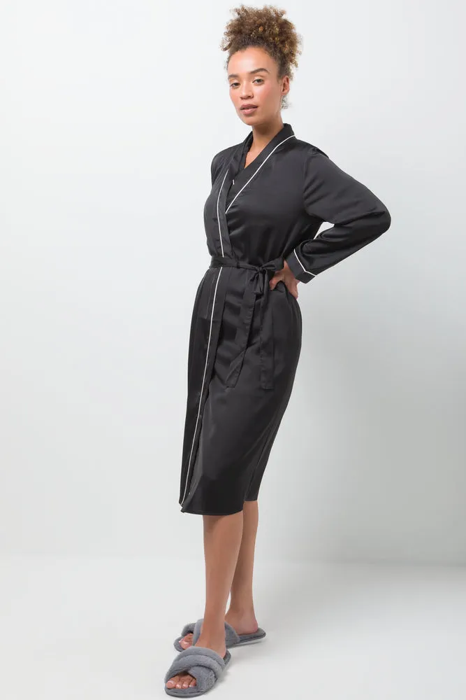 Satin Long Sleeve Gown Black sold by Ackermas product image thumbnail 2