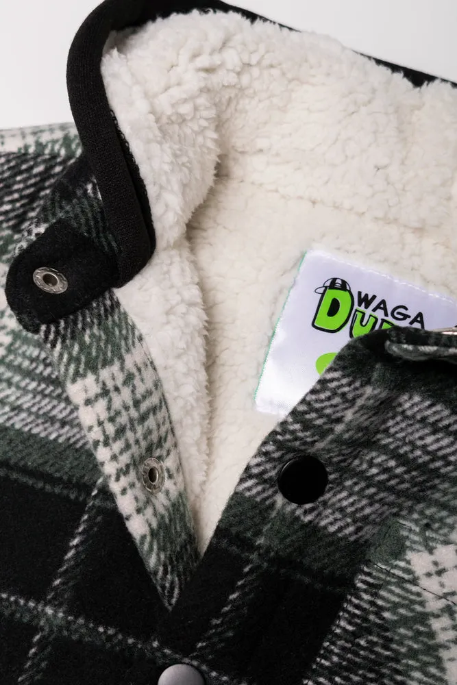 Melton Hooded Check Shacket Navy & Green sold by Ackermas product image thumbnail 2