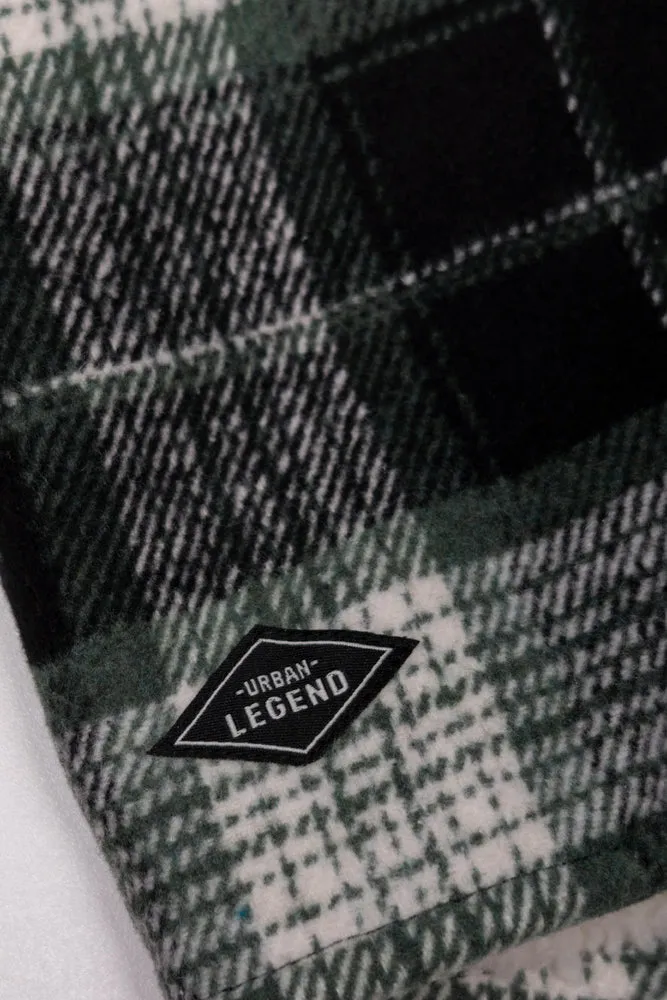 Melton Hooded Check Shacket Navy & Green sold by Ackermas product image thumbnail 3