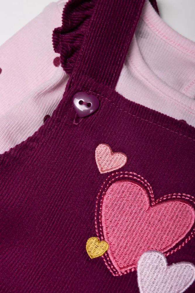 Corduroy Pinni Set with Hearts Pink & Purple sold by Ackermas product image thumbnail 2