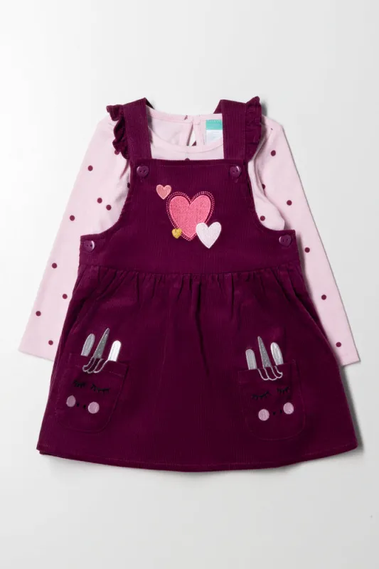 Corduroy Pinni Set with Hearts Pink & Purple sold by Ackermas