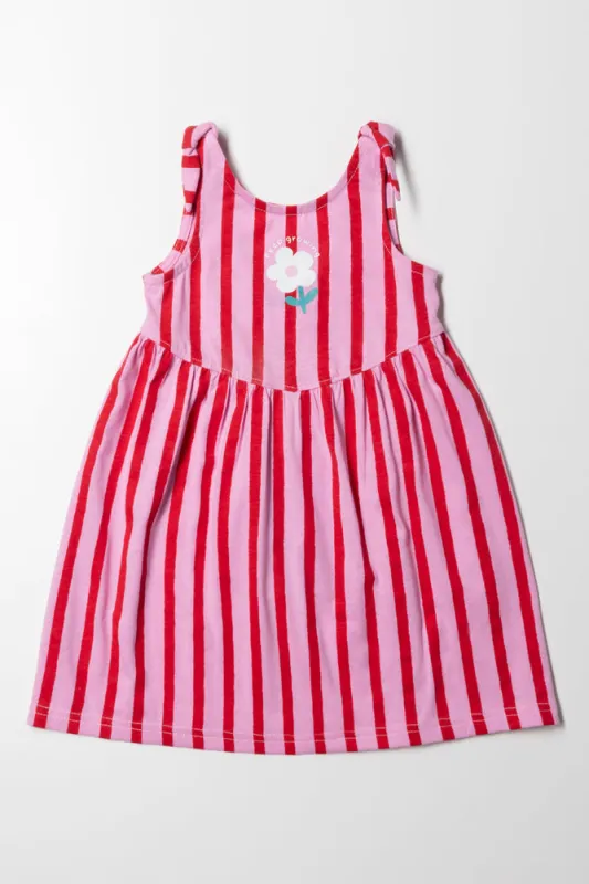 Stripe Sleeveless Dress With Bows Pink And Red sold by Ackermas