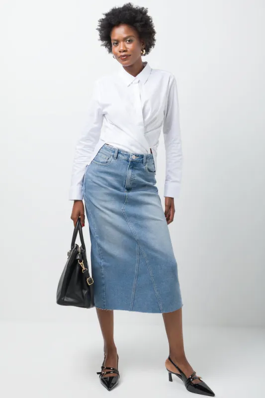 Denim Skirt Mid Blue sold by Ackermas