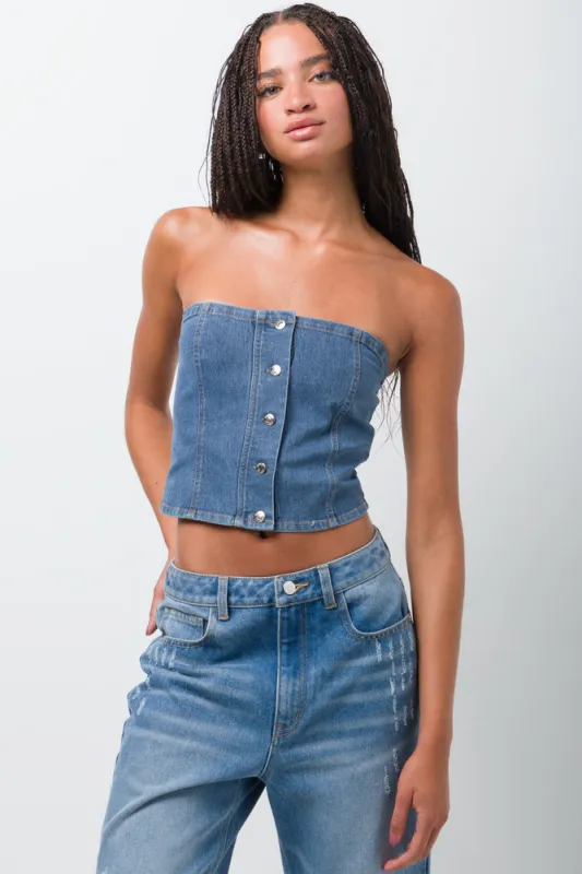 Denim Tube Top Blue sold by Ackermas