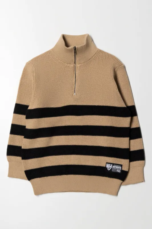 Stripe Quarter Zip Jersey Natural sold by Ackermas