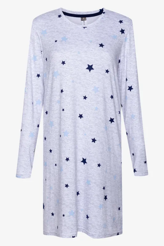 Star Long Sleeve Sleepshirt Grey sold by Ackermas