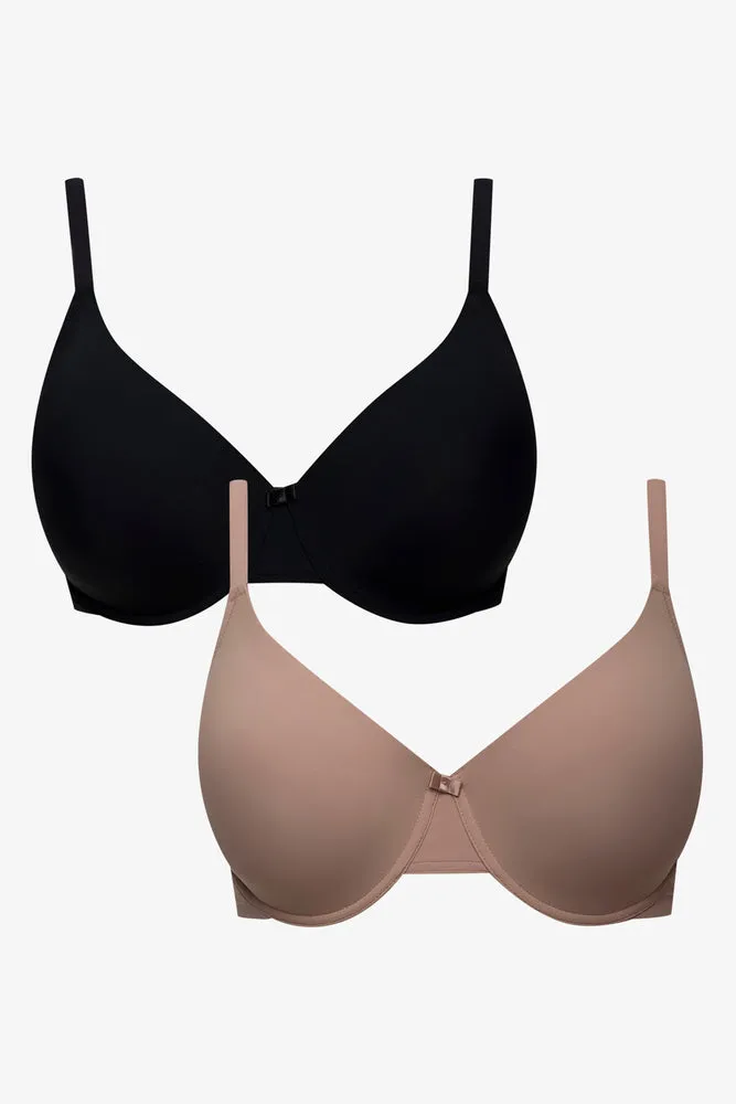 Plus Size 2 Pack T-Shirt Bras Black And Natural sold by Ackermas