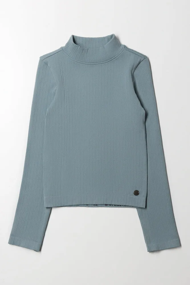 High Neck Seamless Top Blue sold by Ackermas