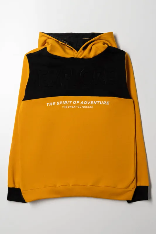 Colourblock Hoodie Yellow And Black made by Ackermas