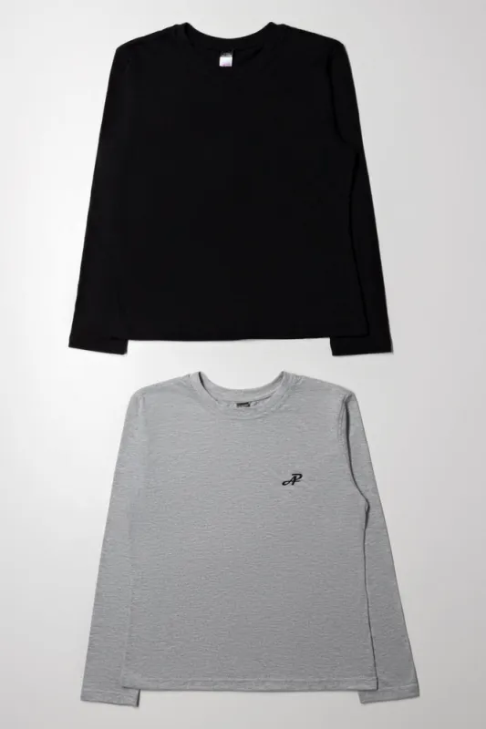 2 Pack Long Sleeve T-Shirts Black And Grey sold by Ackermas