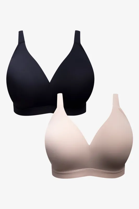 Plus Size 2 Pack Smooth Padded Wirefree Bras Black And Natural sold by Ackermas