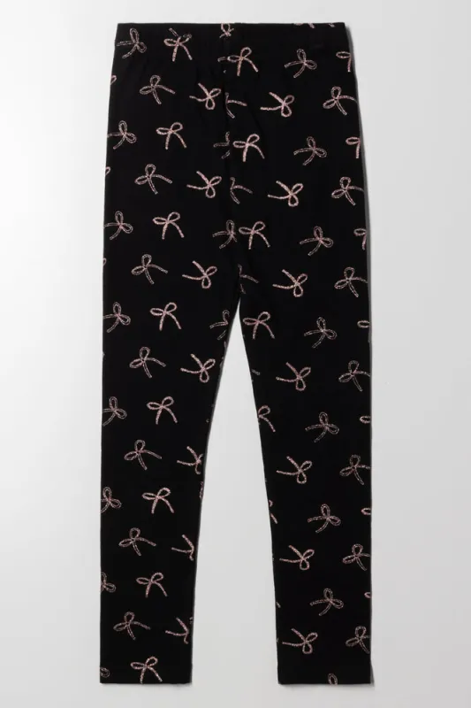 Bow Leggings Black And Pink sold by Ackermas