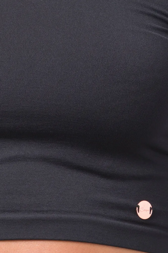 Seamless Long Sleeve Crop Top Black sold by Ackermas product image thumbnail 4