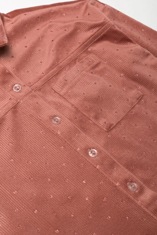 Glitter Heart Corduroy Shirt Pink sold by Ackermas product image thumbnail 2