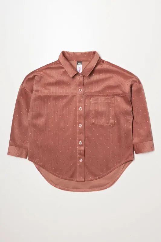 Glitter Heart Corduroy Shirt Pink sold by Ackermas