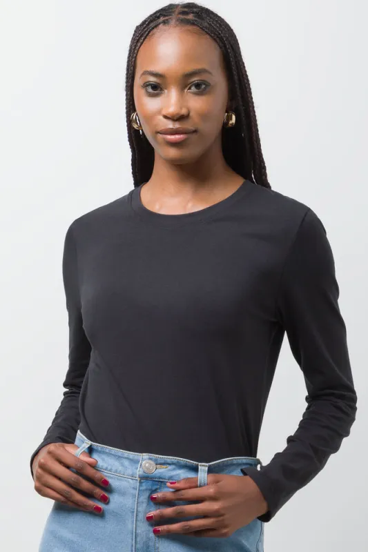Long Sleeve Crew Neck T-Shirt Black sold by Ackermas