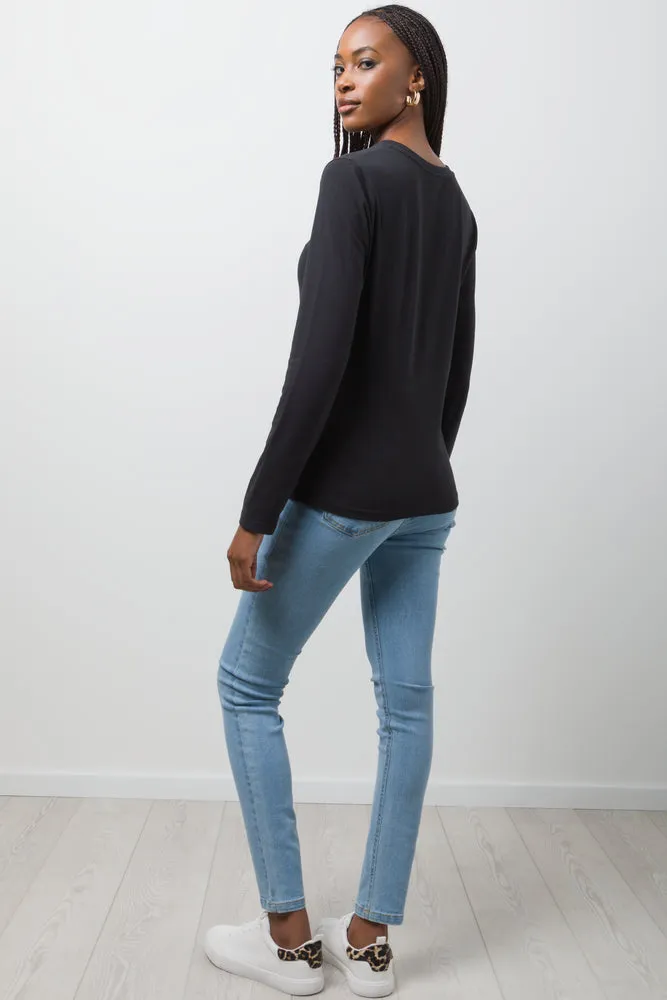 Long Sleeve Crew Neck T-Shirt Black sold by Ackermas product image thumbnail 3