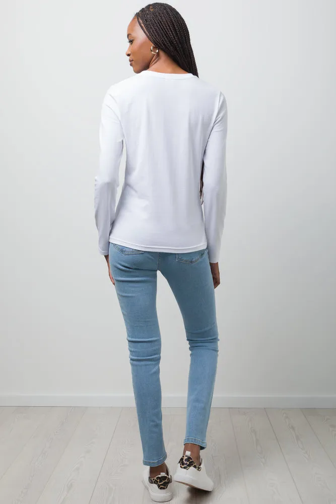 Long Sleeve Crew Neck T-Shirt White sold by Ackermas product image thumbnail 3