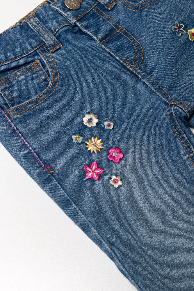 Flower Skinny Denim Jeans Blue sold by Ackermas product image thumbnail 2