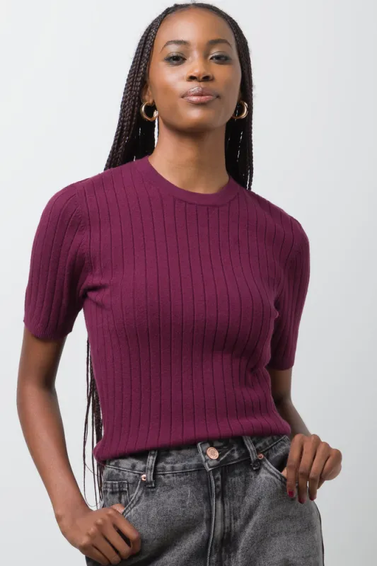 Rib  Short Sleeve Jersey Burgundy sold by Ackermas