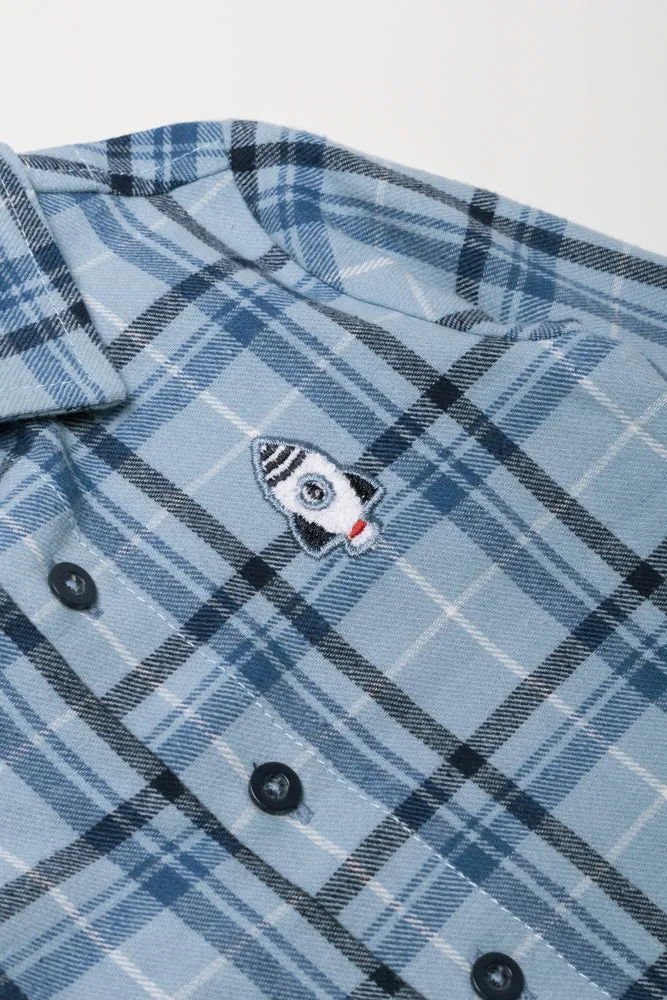 Flannel Shirt Blue And Navy sold by Ackermas product image thumbnail 2