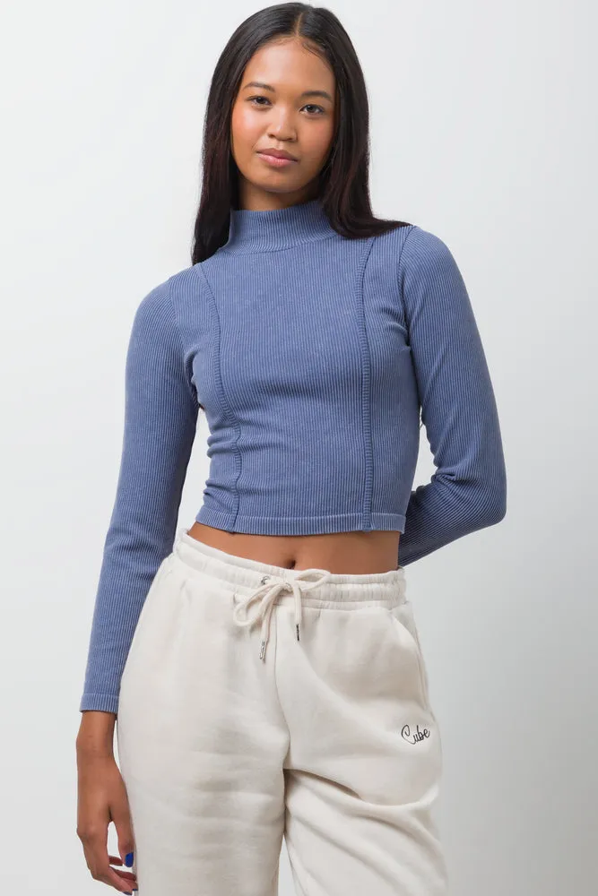 Seamless Long Sleeve Top Blue sold by Ackermas