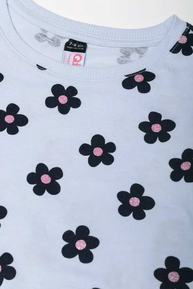 Floral Long Sleeve T-Shirt Blue sold by Ackermas product image thumbnail 2