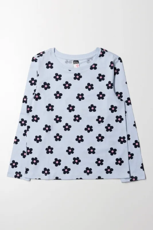 Floral Long Sleeve T-Shirt Blue sold by Ackermas