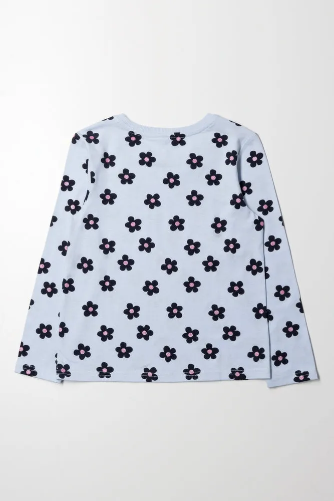 Floral Long Sleeve T-Shirt Blue sold by Ackermas product image thumbnail 3