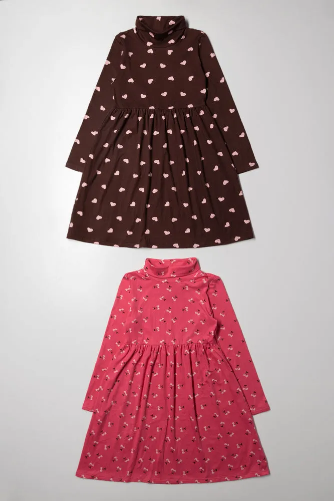 2 Pack Cherry Poloneck Dress Pink And Brown sold by Ackermas