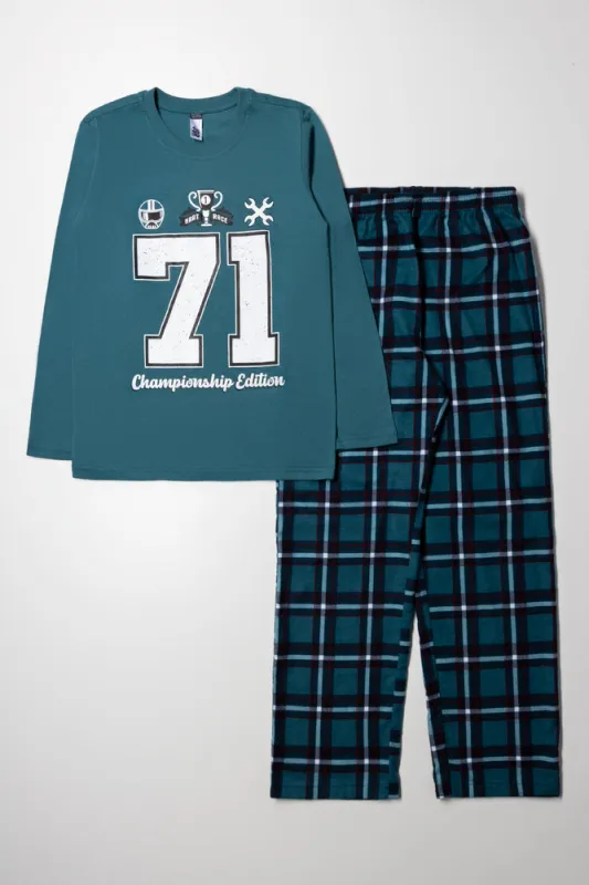 Long Sleeve Pyjama Set Green made by Ackermas