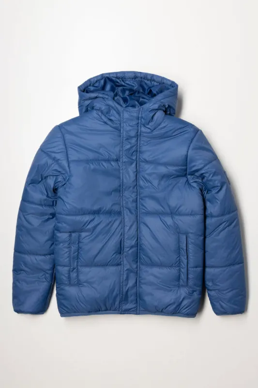 Hooded Puffer Jacket Blue sold by Ackermas
