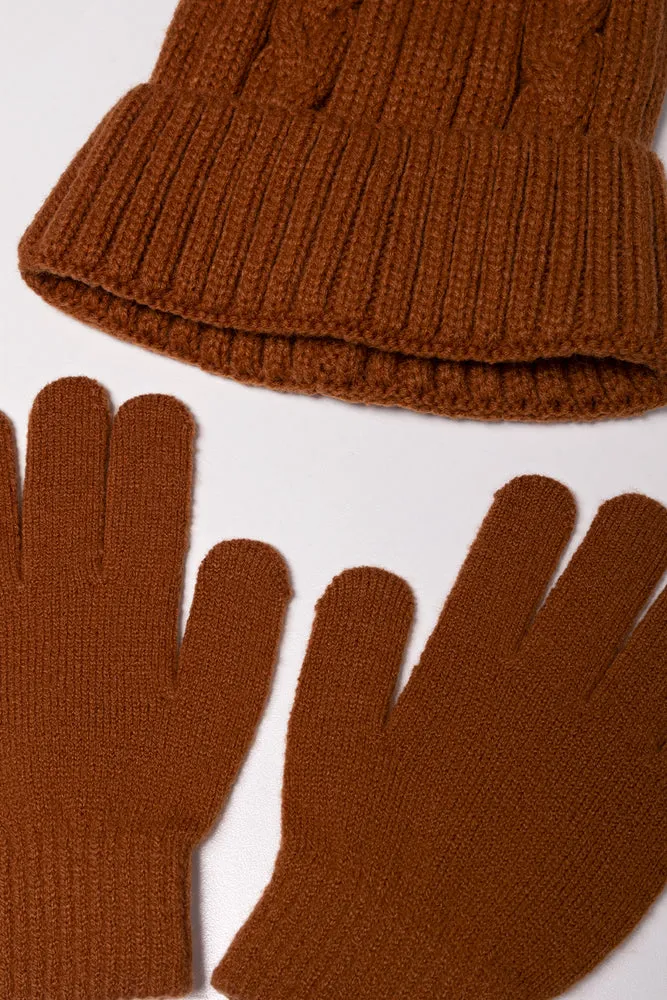 Beanie And Gloves Set Brown sold by Ackermas product image thumbnail 2