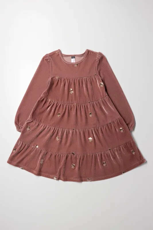 Tiered Embroidered Dress Burgundy sold by Ackermas