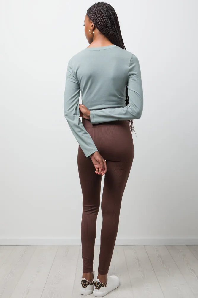 Wide Waist Leggings Brown sold by Ackermas product image thumbnail 4