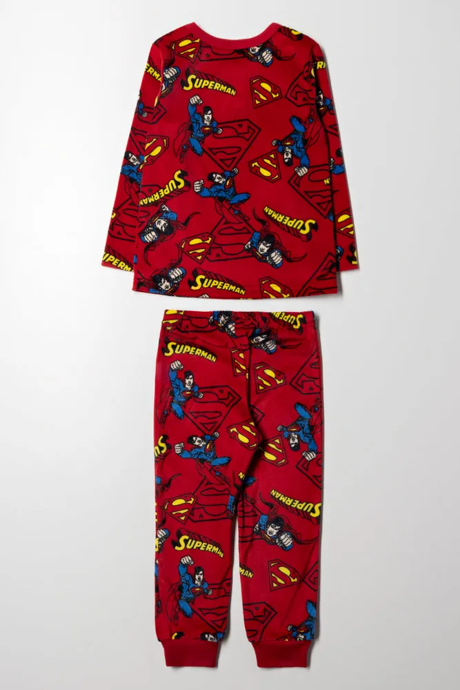 Superman Long Sleeve Fleece Pyjamas Red sold by Ackermas product image thumbnail 4