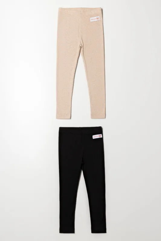 2 Pack Rib Leggings Natural And Black sold by Ackermas