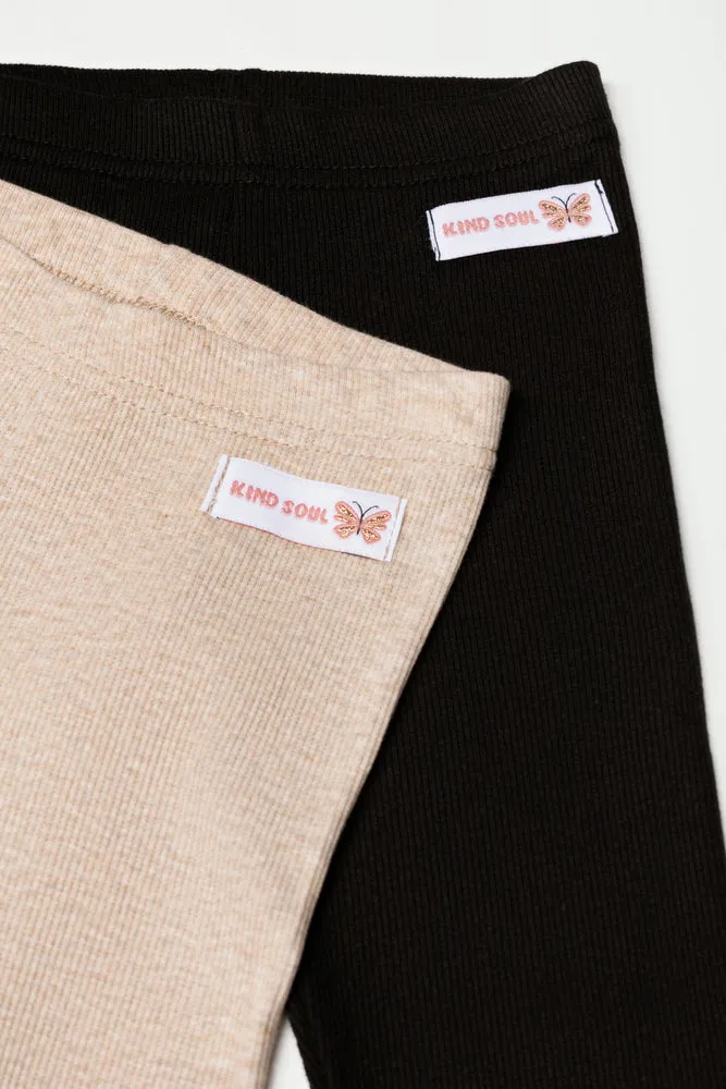 2 Pack Rib Leggings Natural And Black sold by Ackermas product image thumbnail 2