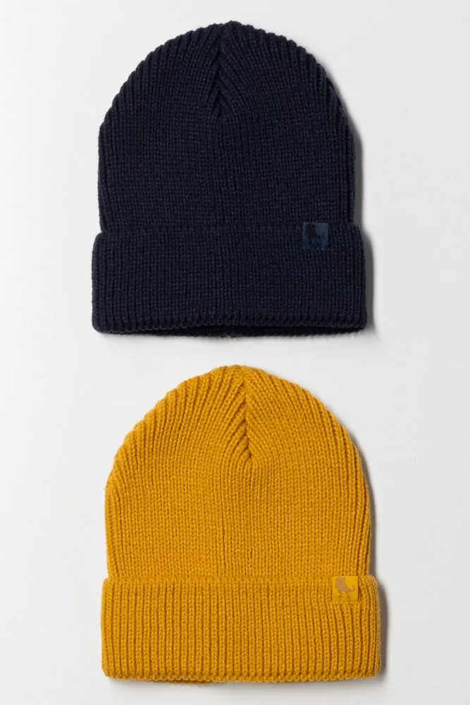 2 Pack Beanies Yellow And Navy sold by Ackermas