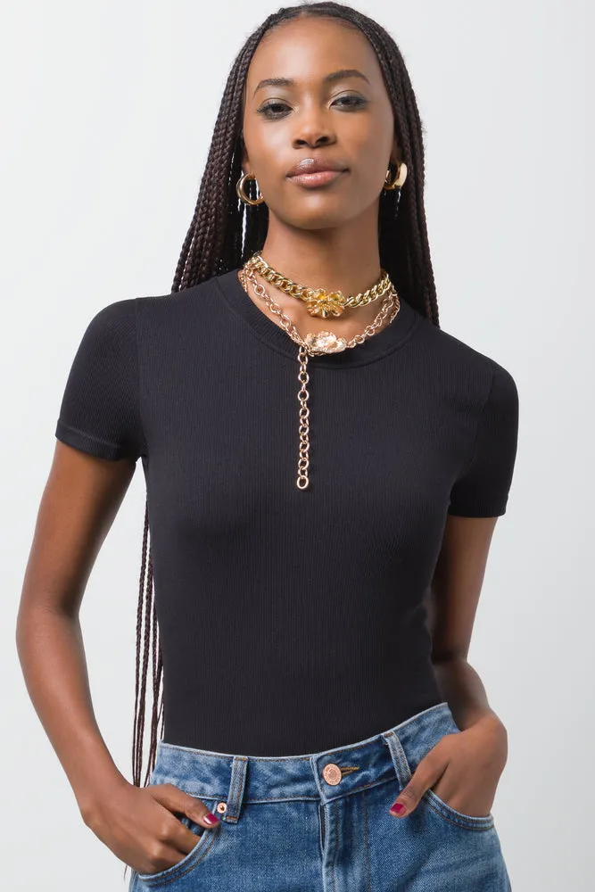 Rib Seamless Bodysuit Black sold by Ackermas