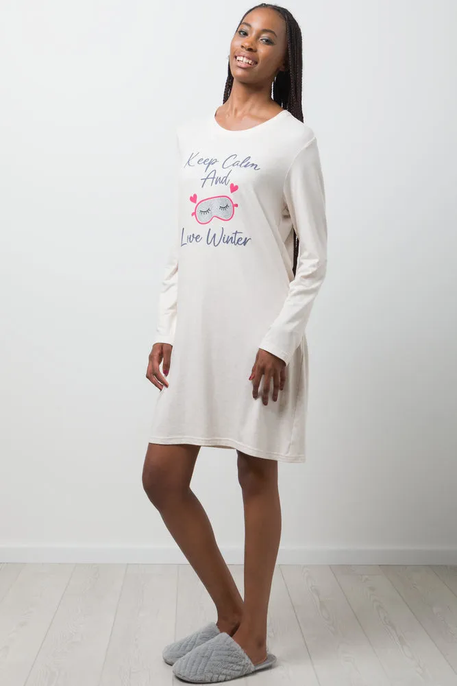 Long Sleeve Sleepshirt Cream sold by Ackermas product image thumbnail 2