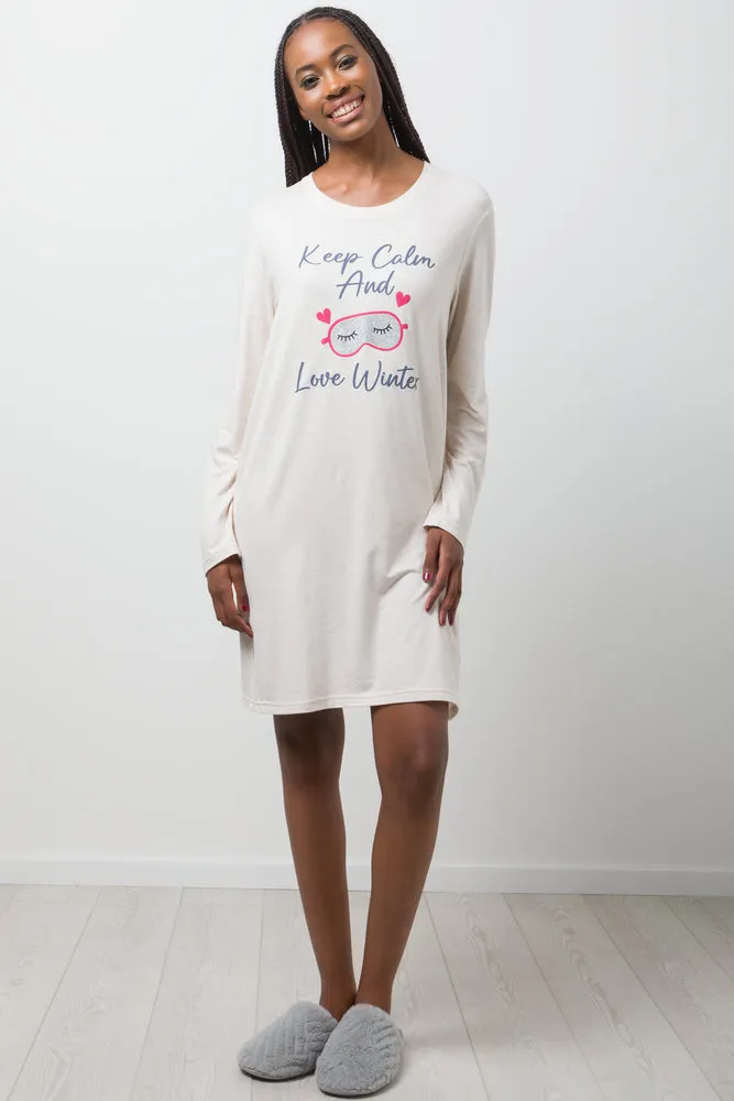 Long Sleeve Sleepshirt Cream sold by Ackermas