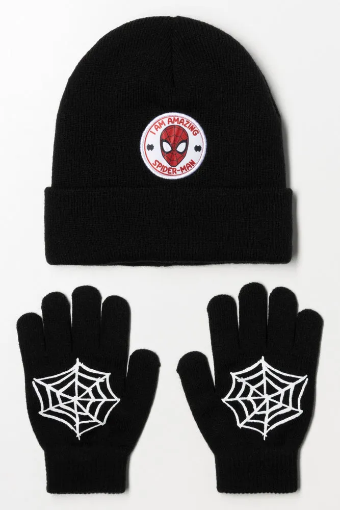 Spider-Man Beanie And Gloves Set Black sold by Ackermas
