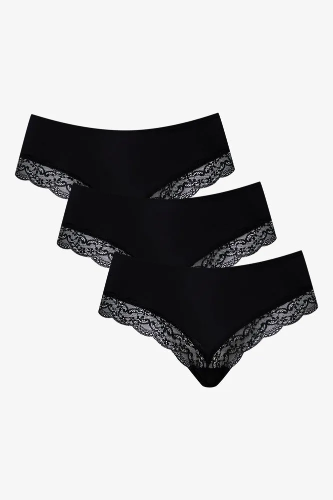 3 Pack Lace Trim Brazilian Panties Black sold by Ackermas
