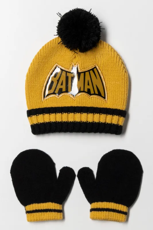 Batman Beanie And Mittens Set Yellow sold by Ackermas