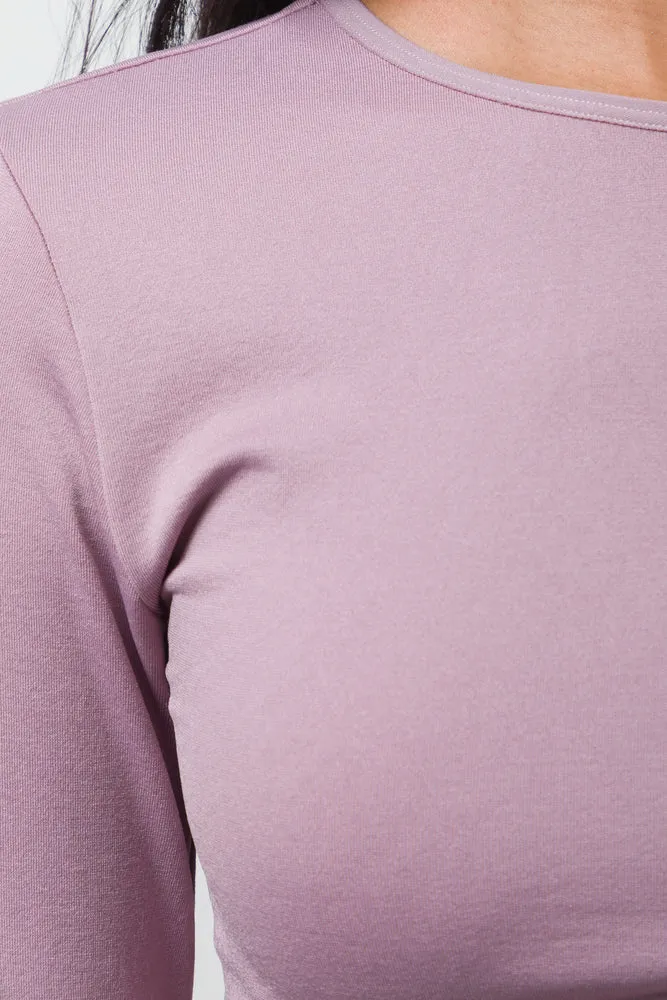 Long Sleeve Seamless Crop Top Pink sold by Ackermas product image thumbnail 4